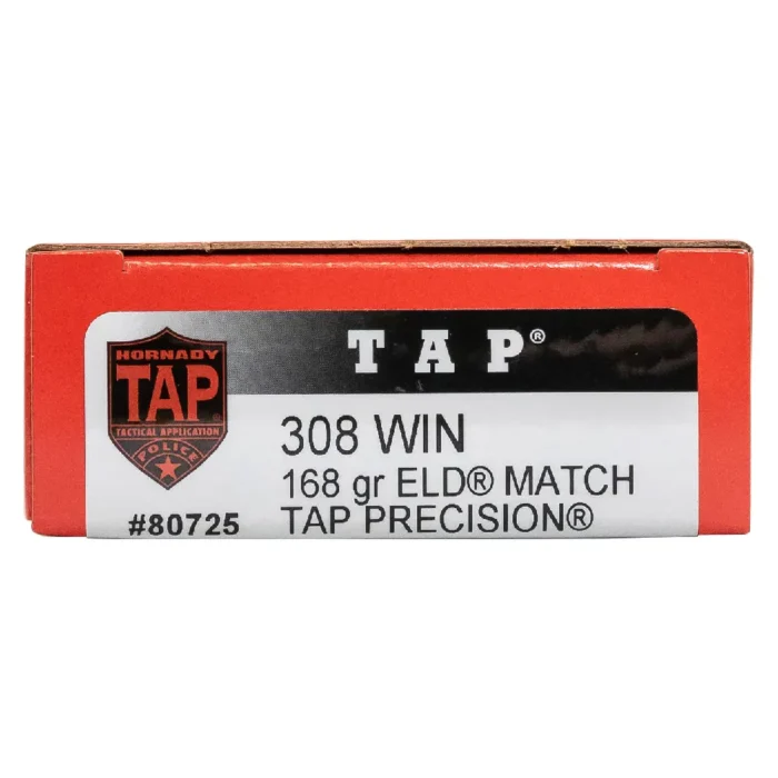 Naboji - Hornady 80725 tap rifle ammo .308 WIN 168GR ELD match tap precision - 20 kos - slika 2