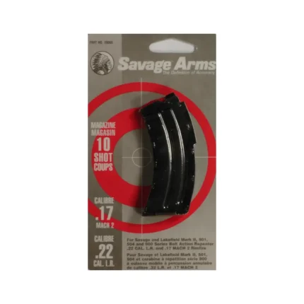 Dodatni nabojnik za puške Savage Arms in Lakefield kalibrov .22 Long Rifle in .17 Hornady Magnum Rimfire MACH 2 kapacitete za 10 nabojev.