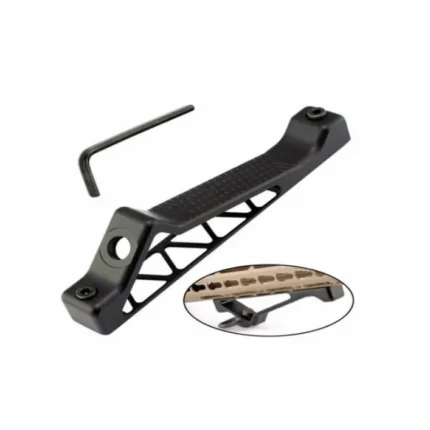 Aluminium skeletonized front grip for M-lok systems.