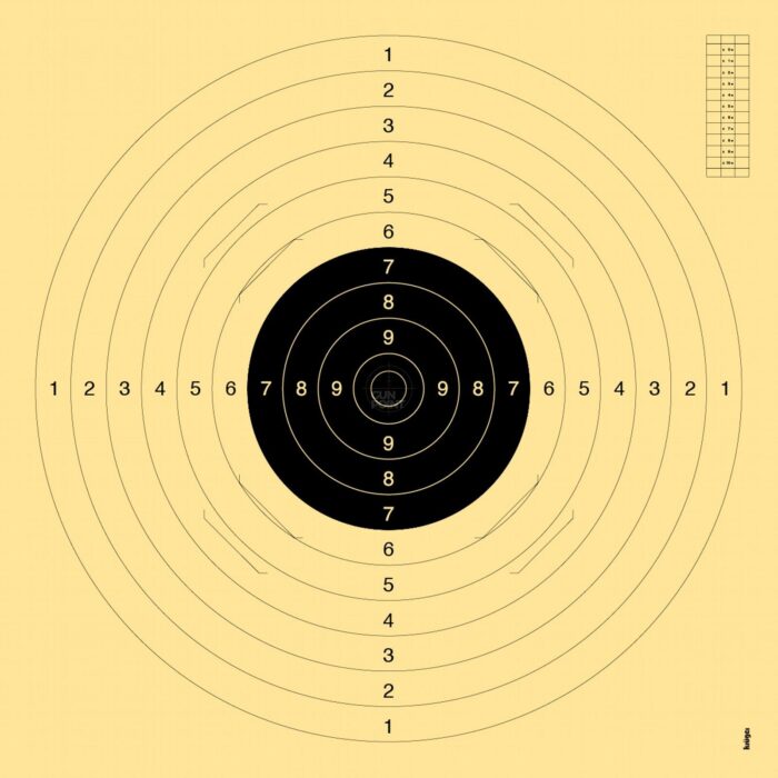 Tarča Kruger pištolska 25/50M & puška 100m, 55x52cm, luknje za vložek - slika 1
