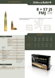 Naboj SB 8x57 JS FMJ 196 gn / 12,7g (20) - slika 3